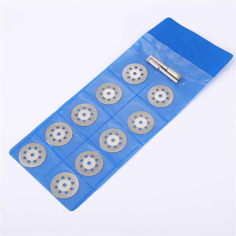 Image secondaire de Blulu Lot de 12 mini-disques à tronçonner perforés 22 mm, diamant, disques à découper, tiges Ann Arbor