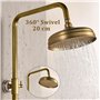 ESOP Colonne de Douche Rétro avec Mitigeur, Système de Douche Laiton Antique Ensemble de Douche Montage Mural Set de Douche avec