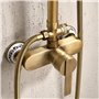 ESOP Colonne de Douche Rétro avec Mitigeur, Système de Douche Laiton Antique Ensemble de Douche Montage Mural Set de Douche avec