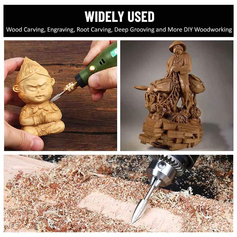 Image secondaire de Mèches de Gravure sur Bois, 5 Pcs Ensemble d'Outils de Sculpture pour Accessoires d'Outils Rotatifs avec une Tige de 1/8 pouce A