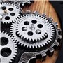 Lafocuse Horloge Murale Engrenages Mobiles Geante 57 cm Noire Industrielle Bois Vintage Pendule Murale Steampunk Chiffres Romain