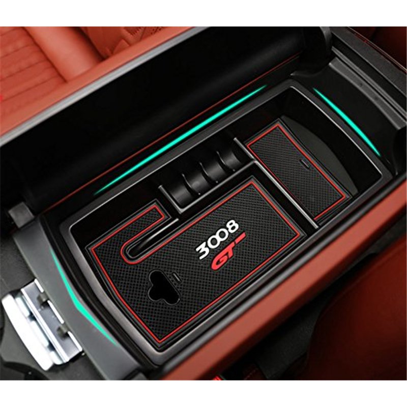 HIGH FLYING pour 3008 GT 2017-2022 Central Voiture Accoudoir Boîte de Rangement Support Plastique Accessoires Auto (Noir)