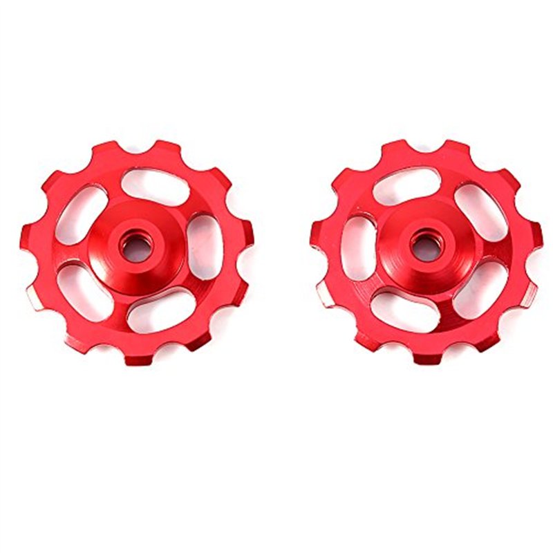 VGEBY1 2pcs Poulie de Dérailleur en Alliage d'Aluminium 11 t Vélo Arrière Guide Dérailleur Poulie Roue Jockey Accessoire(Rouge)