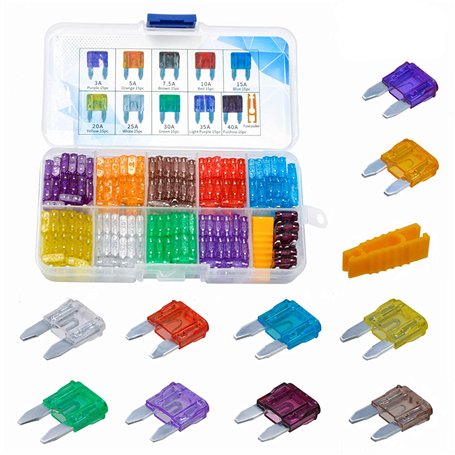 AHL 145 pièces mini voiture fusible moto fusible voiture lot mini fusibles auto 3A 5A 7.5A 10A 15A 20A 25A 30A 35A 40A Avec 1 ex