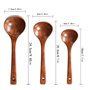 Lot de 3 Louches à Soupe en Bois Naturel - Cuillère Japonaise à Long Manche - Ustensile de Cuisine