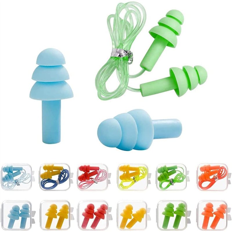 12 Paires Bouchons d'oreille en Silicone, Réutilisables Bouchons d'oreille de Nager, Imperméable Bouchons d'oreille pour Dormir 