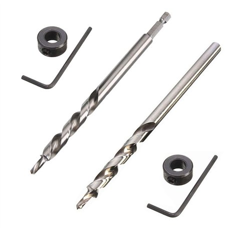 Saipor 2 Pcs 9.5mm Foret de Trou de Poche 6.35mm Tige Hexagonale et Tige Ronde Foret Fraise Meche Etage pour Gabarit de Perçage