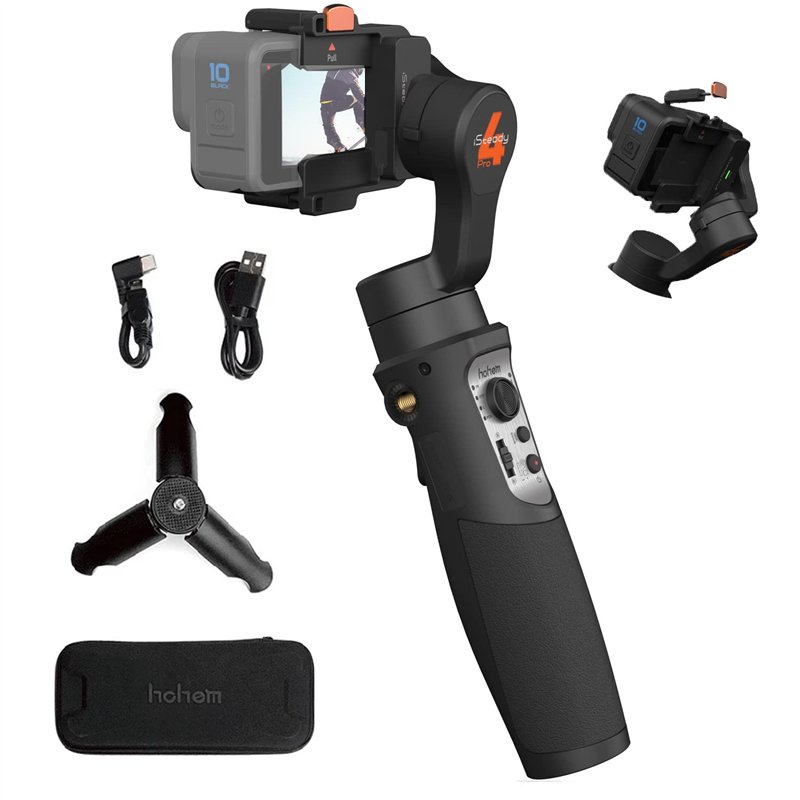 Hohem iSteady Pro 4 3 Axes Stabilisateur Portable Cardan amélioré,Compatible avec Gopro Hero 13/12/11/10/9/8/7/6/5/DJI Osmo Acti