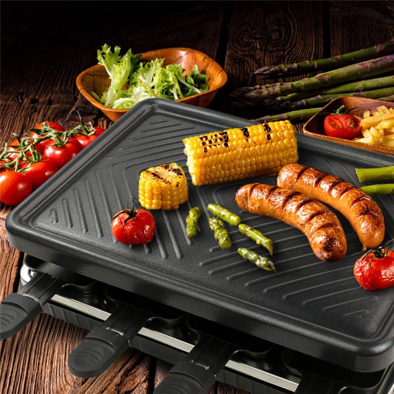 Image secondaire de Appareil à Raclette per 8 Persone Grill Électrique de Table Plaque de Cuisson Portatile Grillles Barbecue Machine con 8 Mini Poë