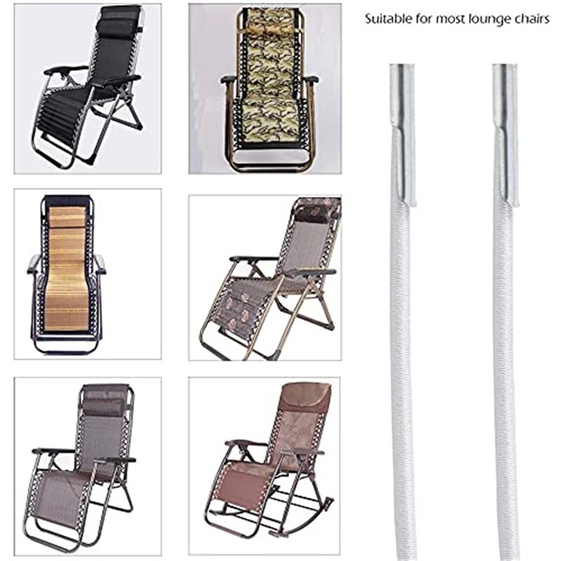 Image secondaire de nsu Remplacement Corde, 4 Lacets Elastiques pour Chaise Zéro-Gravité Élastique Universelle pour Lafuma Fauteuil Relax, Chaise Lo