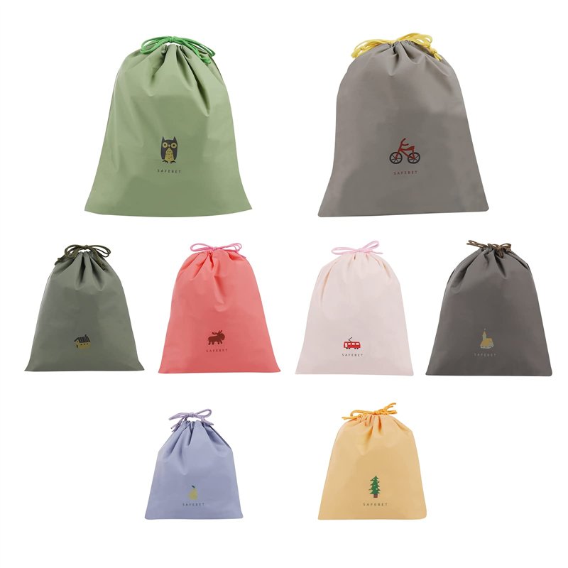 Sac à Cordon de Serrage, Pomeloone 8 Pièces Organiseurs de Bagage Sacs, Sac à Cordon Étanche Sac Linge Sale Enfant, Sac à Cordon