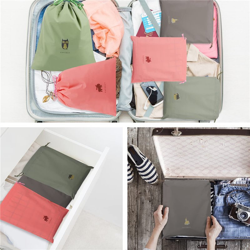 Image secondaire de Sac à Cordon de Serrage, Pomeloone 8 Pièces Organiseurs de Bagage Sacs, Sac à Cordon Étanche Sac Linge Sale Enfant, Sac à Cordon