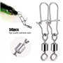Alomejor Pivot De Pêche 50 PCS 2# 4# 5# 6# 8# en Acier Inoxydable Emerillons Connecteur/Agrafes de Pêche Roulants avec Quick Loc