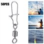Alomejor Pivot De Pêche 50 PCS 2# 4# 5# 6# 8# en Acier Inoxydable Emerillons Connecteur/Agrafes de Pêche Roulants avec Quick Loc