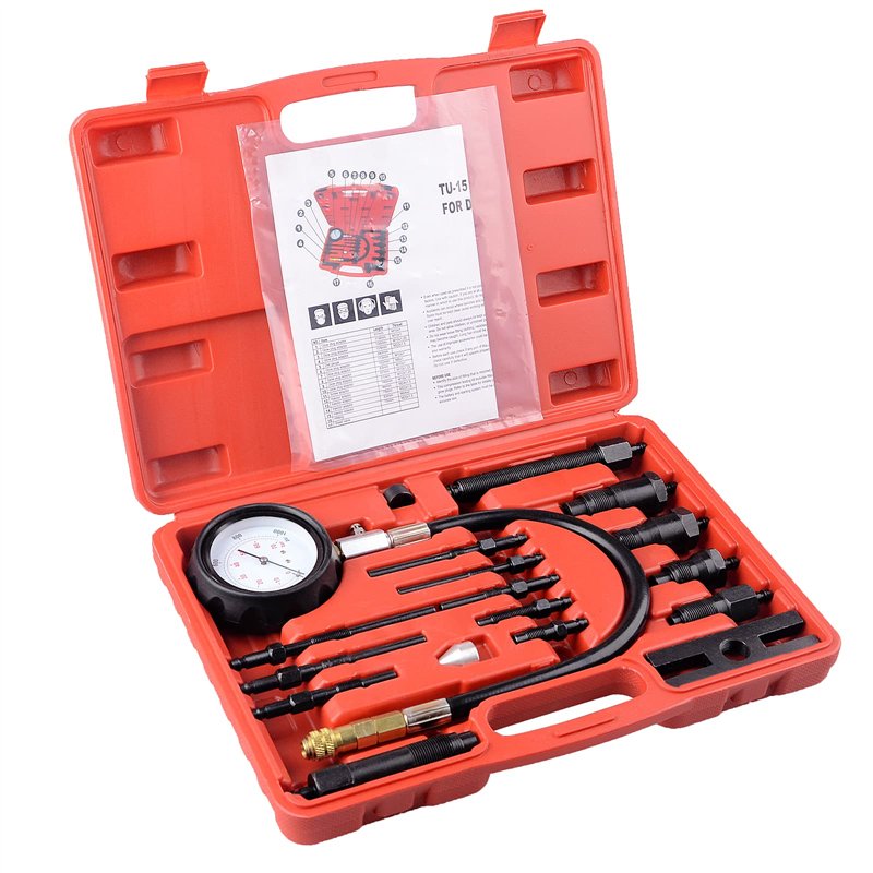 Image secondaire de DAYUAN 17 pièces Testeur de compression pour moteurs diesel 0-70 bar, Auto Car Tractor Diesel Engine Testing Gauge Manometer Kit