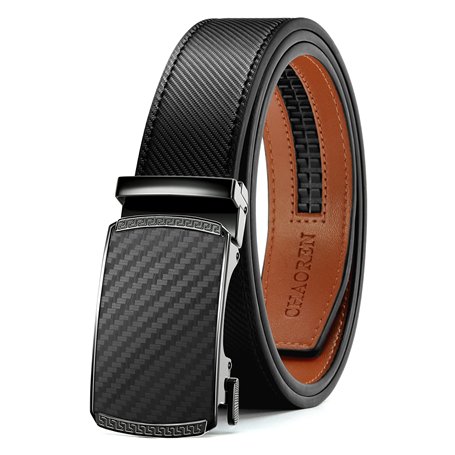 CHAOREN Ceinture Hommes Sans Boucle - Ceinture Automatique en Cuir pour Homme -Taille Ajustable (Largeur de 35 mm)