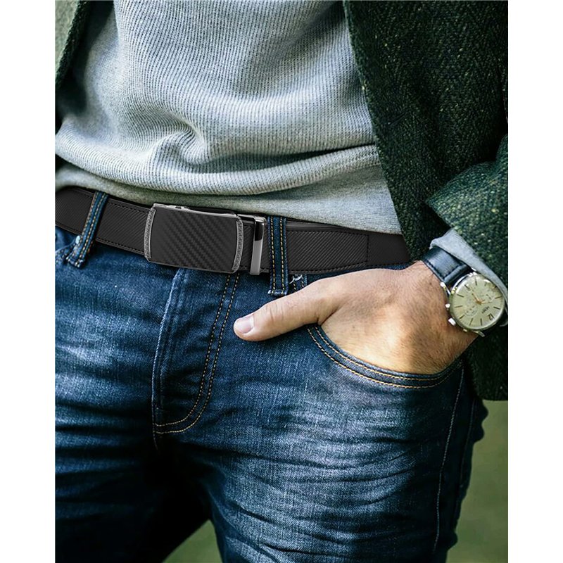 Image secondaire de CHAOREN Ceinture Hommes Sans Boucle - Ceinture Automatique en Cuir pour Homme -Taille Ajustable (Largeur de 35 mm)