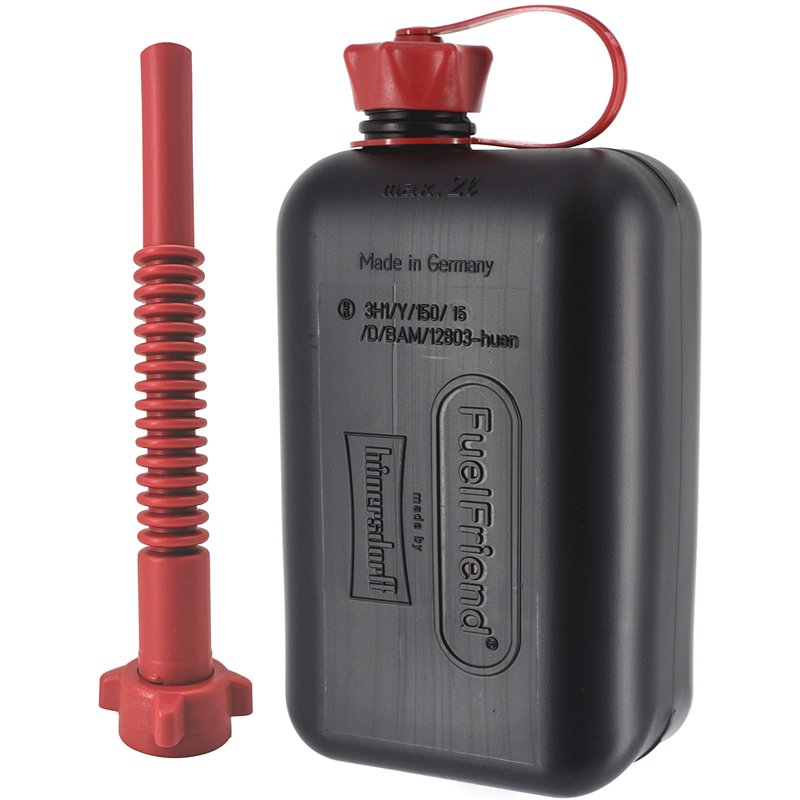 FuelFriend®-BIG max. 2,0 litres + bec PREMIUM flexible - jerrycan avec homologation UN - parfait pour les motos, les voitures et