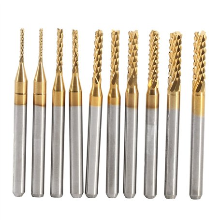 10pcs Fraise en Bout en Carbure Cémenté À Gravure Bits Sculpture Perceuse Outils Endated Mill 1-3mm
