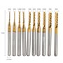 10pcs Fraise en Bout en Carbure Cémenté À Gravure Bits Sculpture Perceuse Outils Endated Mill 1-3mm
