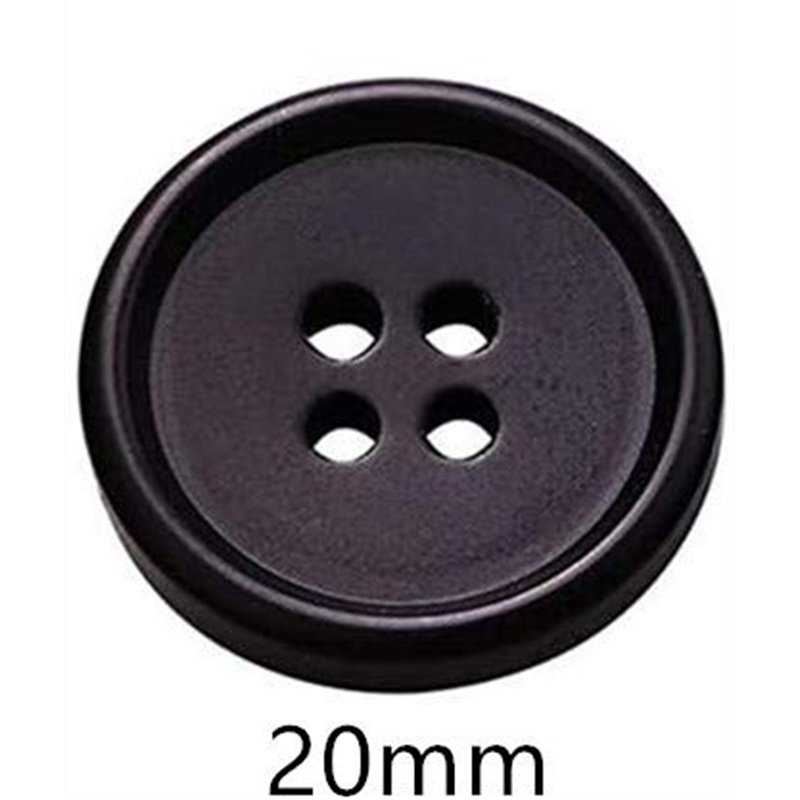 Image secondaire de Lot de 20 boutons ronds en résine noire 20 mm 4 trous (noir-20 mm-20 pièces)