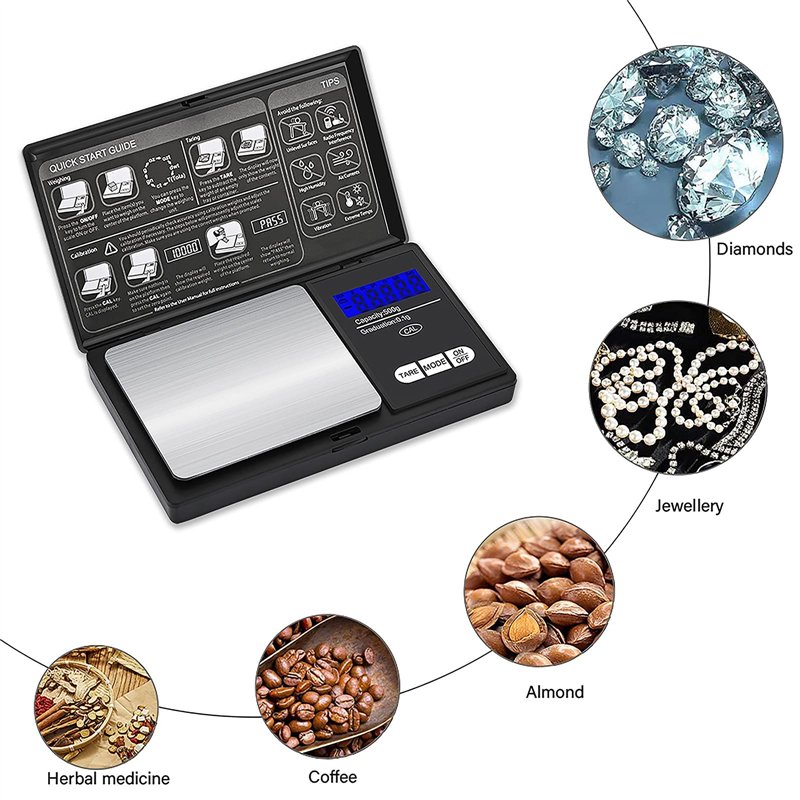 Image secondaire de Mini balance de poche numérique portable de cuisine 0,1 g 500 g Balance numérique haute précision pour or, bijoux, nourriture, h
