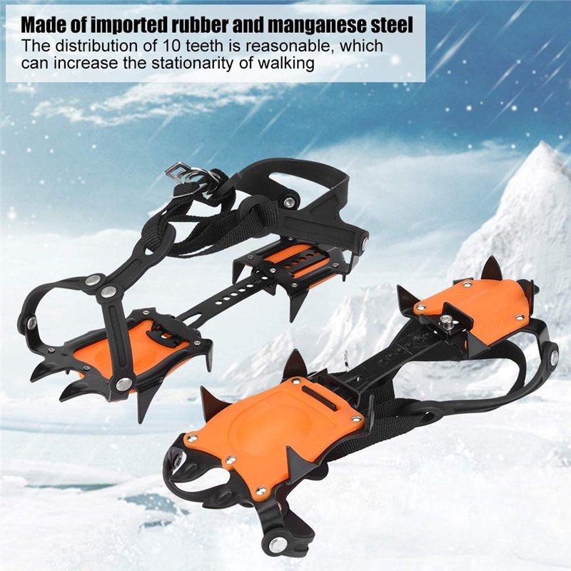 Image secondaire de Crampon adulte avec 10 dents en acier au manganèse, crampons de glace renforcés, griffes de crampons résistantes à l'usure, pour