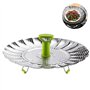 BetterJonny Pliable Panier Vapeur, Cuit Vapeur Inoxydable Panier Vapeur Télescopique avec Poignée Extensible Anti-Chaude et Pied
