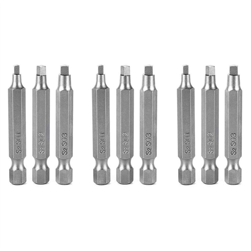 Image secondaire de Bestgle 6.35mm Tige Jeu de 3 Set 3pcs Embouts de Tournevis à Tête Carrée Magnétique, Jeu d'Embouts de Tournevis SQ1 SQ2 SQ3, Lon