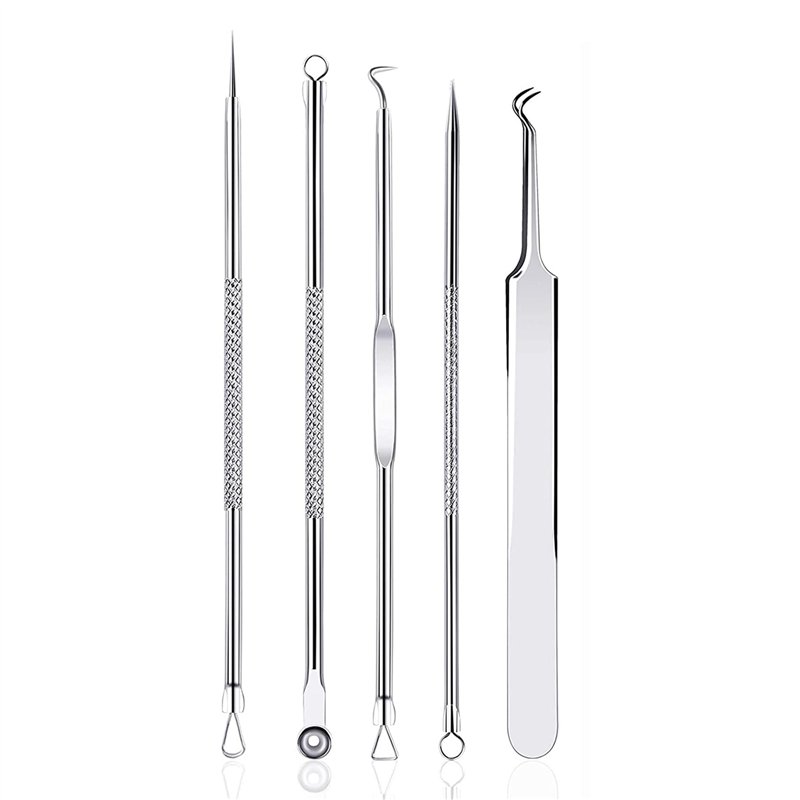 Rnitle 5 Pièces Blackhead Remover Outil,Pimple Extractor Acne aiguille Blackhead Remover Set,d’extracteur de point-noir,Acier In