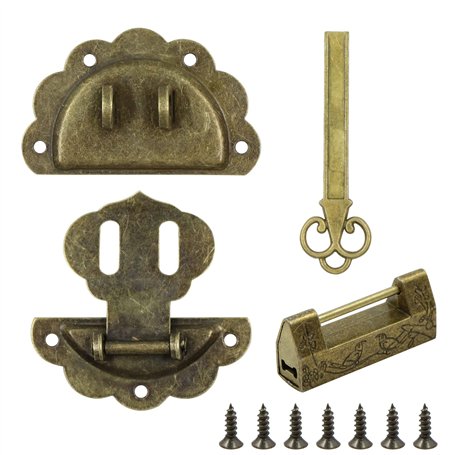 Cadenas Loquet Hasp Boucle Serrure - Vintage Design Alloy Latch Retro Style Mini avec vis et clé