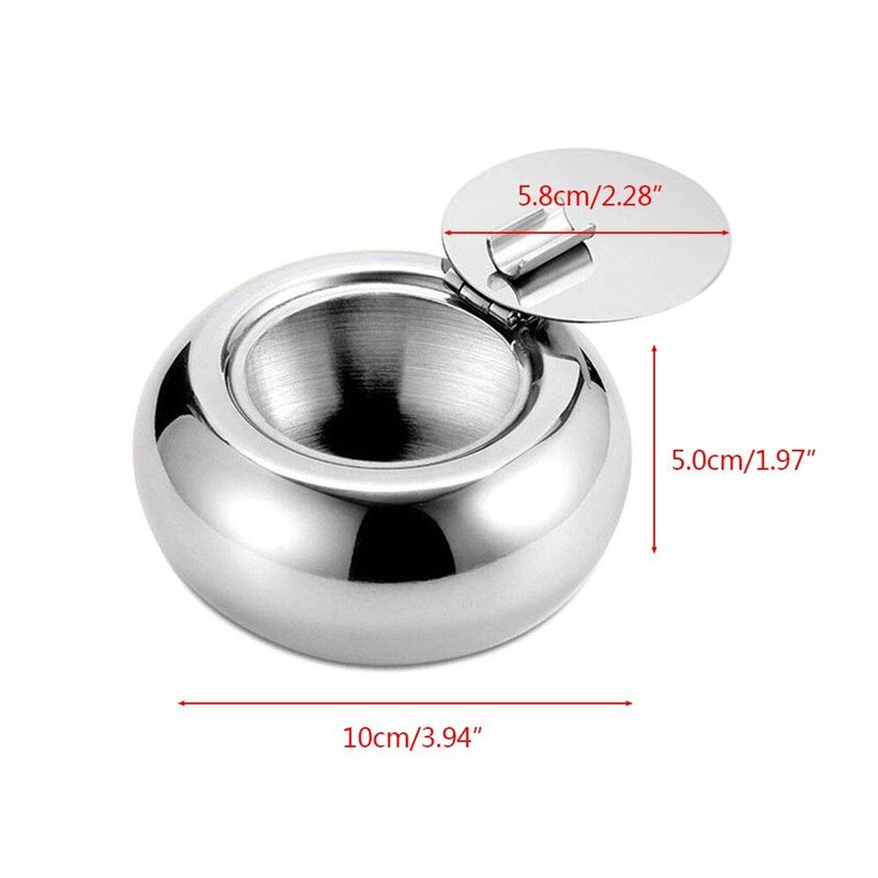 Image secondaire de Cendrier avec couvercle, cigarette Ash support pour Home Office Décoration, acier inoxydable