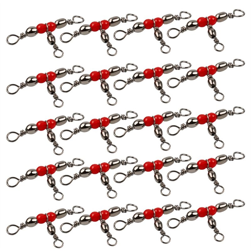 LIOOBO 20pcs émerillons de pêche Baril en Laiton Triple émerillon s'enclenche Ligne de pêche croisée Connecteurs