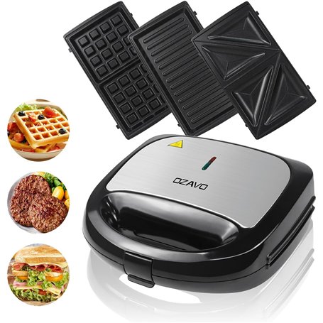 OZAVO 3 en 1 Appareil à Croque-monsieur Sandwich Grill Panini Toaster