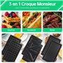 OZAVO 3 en 1 Appareil à Croque-monsieur Sandwich Grill Panini Toaster, Croque Gaufre avec Revêtement antiadhésif 750W, Noir