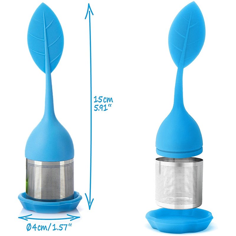 Image secondaire de Lot de 4 infuseurs à thé en acier inoxydable et silicone - Passoire à thé avec couvercle et soucoupe - Boule à thé - Filtre à thé