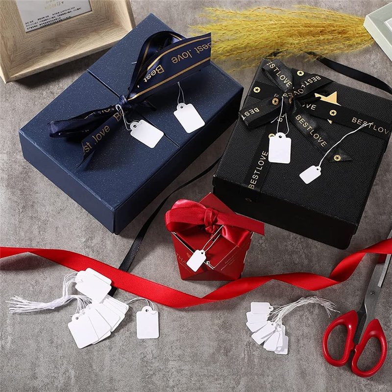 Image secondaire de Lot de 500 Étiquettes de Prix en Papier, Étiquettes de Marquage Blanches avec Ficelle, Étiquettes D'affichage Pour Vêtements Bijou