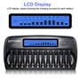 CITYORK Chargeur de Piles 12 Slots pour Ni-MH Ni-CD AA/AAA Piles Rechargeables avec écran LCD Intelligent et décharge et Protect