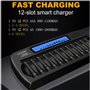 CITYORK Chargeur de Piles 12 Slots pour Ni-MH Ni-CD AA/AAA Piles Rechargeables avec écran LCD Intelligent et décharge et Protect