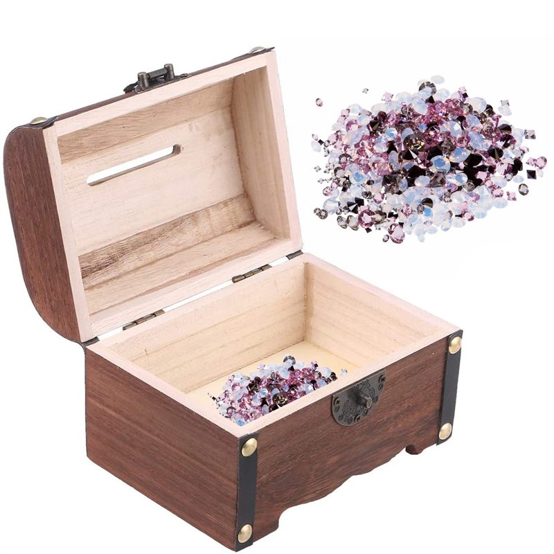 Image secondaire de HAOBIN Coffre Au TréSor en Bois BoîTe Aux TréSors en Bois Coffre en Bois BoîTe De Coffre Au TréSor De Pirate Vintage en Bois Cof