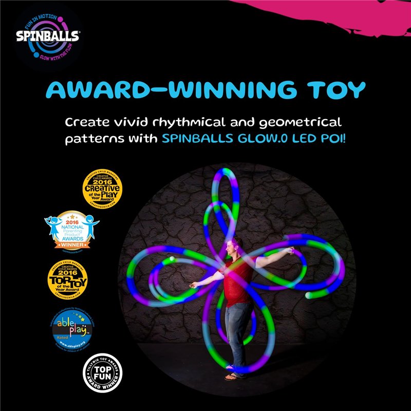Image secondaire de Spinballs Bolas Lumineuses - USB Rechargeable avec 22 Modes et Motifs Lumineux Colorés – Balle de Jonglage Durable, Soft-Core LE