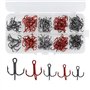 130 Pcs Triple Hameçon Pêche Trident Peche Triples Hameçons Barbelés Acier à Haute teneur en Carbone Taille 4# 6# 8# 10#