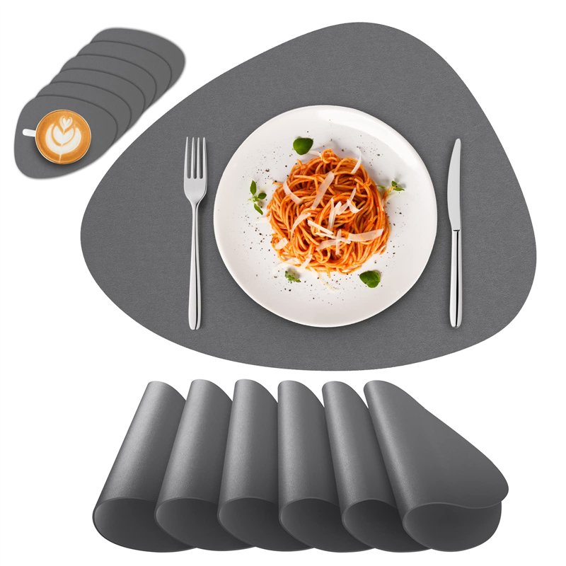 Deyooxi Set de Table Lavable Sets de Table Impermeable PVC Antidérapant, 6 Pièces Sets de Tables et 6 Pièces Dessous de Verre, G