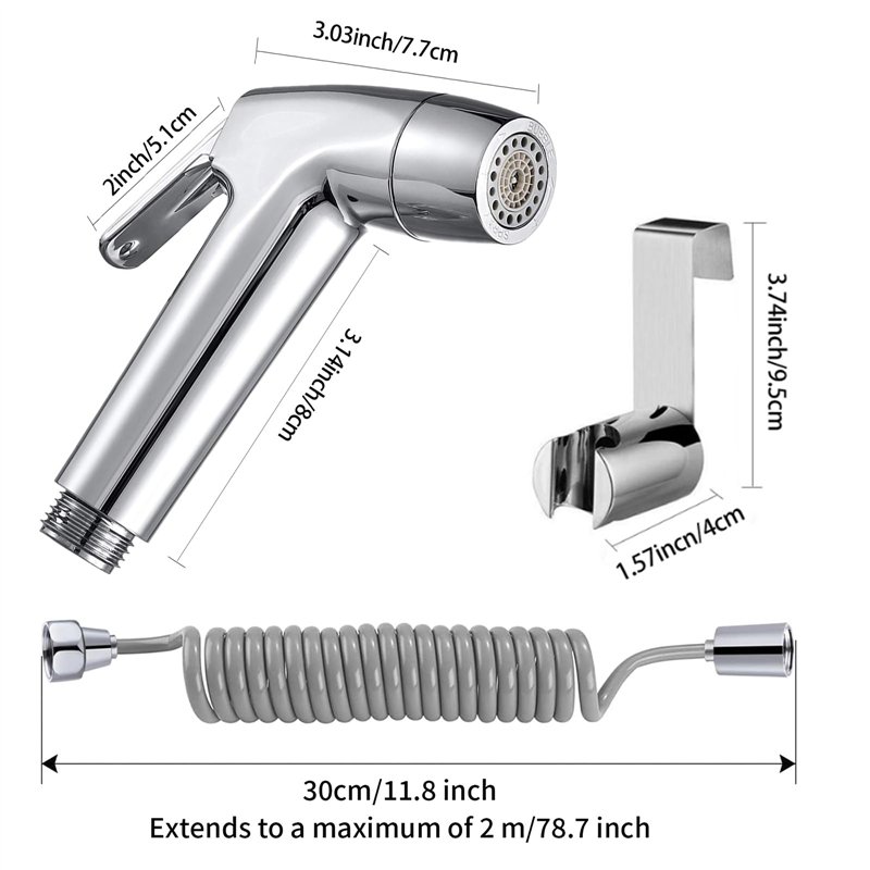 Image secondaire de Pulvérisateur de toilette pour bidet - avec crochet de réservoir d'eau et tuyau de douche flexible télescopique en ABS de 59