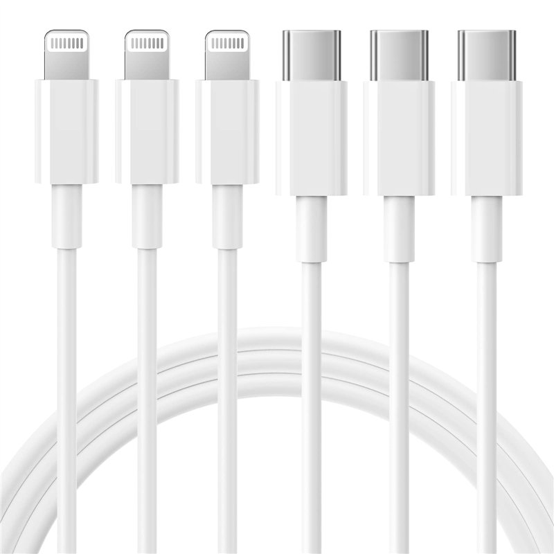 RCTech Câble USB C vers Lightning 1.8M -Lot de 3 [MFi Certifié] Charguer iPhone Charge Rapide Power Delivery pour iPhone 14/13/1
