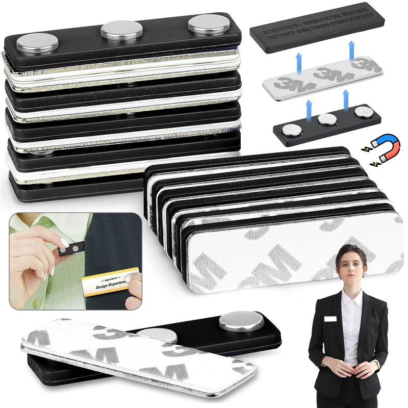 Srup 10 Pièces Badges Magnétiques Adhésifs, Aimants de Badges de Nom, Plaques de Nom Magnétiques Adhésives, Badges Nominatifs Ma