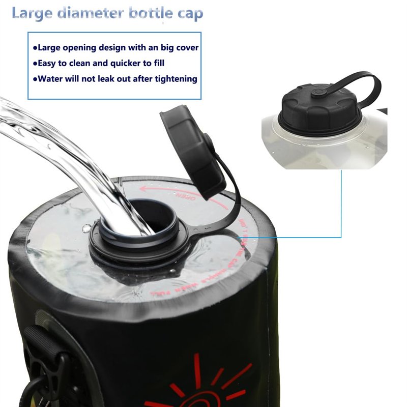 Image secondaire de Douches solaires Camping Propulsé Solaire 12L TPU Portable Sac avec Tuyau Amovible Long et Pression Pompe Buse de Affichage de l