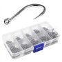 Skyzone Hameçon de Pêche, Lot de 500 Hameçons en Acier Carbone 10 tailles assorties (3#-12#) avec ardillons hameçons mer avec bo