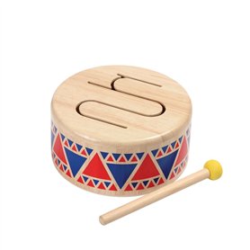 PlanToys Tambour pour Enfants - Jouet Musical en Bois dès 1 An - Batterie Enfant avec Maillet à Tête en Caoutchouc - Instrument
