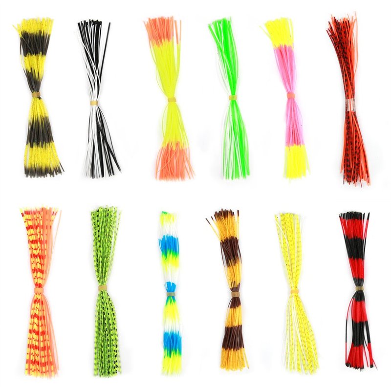 Leurre nerbait,Jupe nerbait,Fliegenbinden,Silicone Caoutchouc Jupe 50 Brins Jig Lure Jupes Jupe De Pêche Souple Leurres Barbe DI